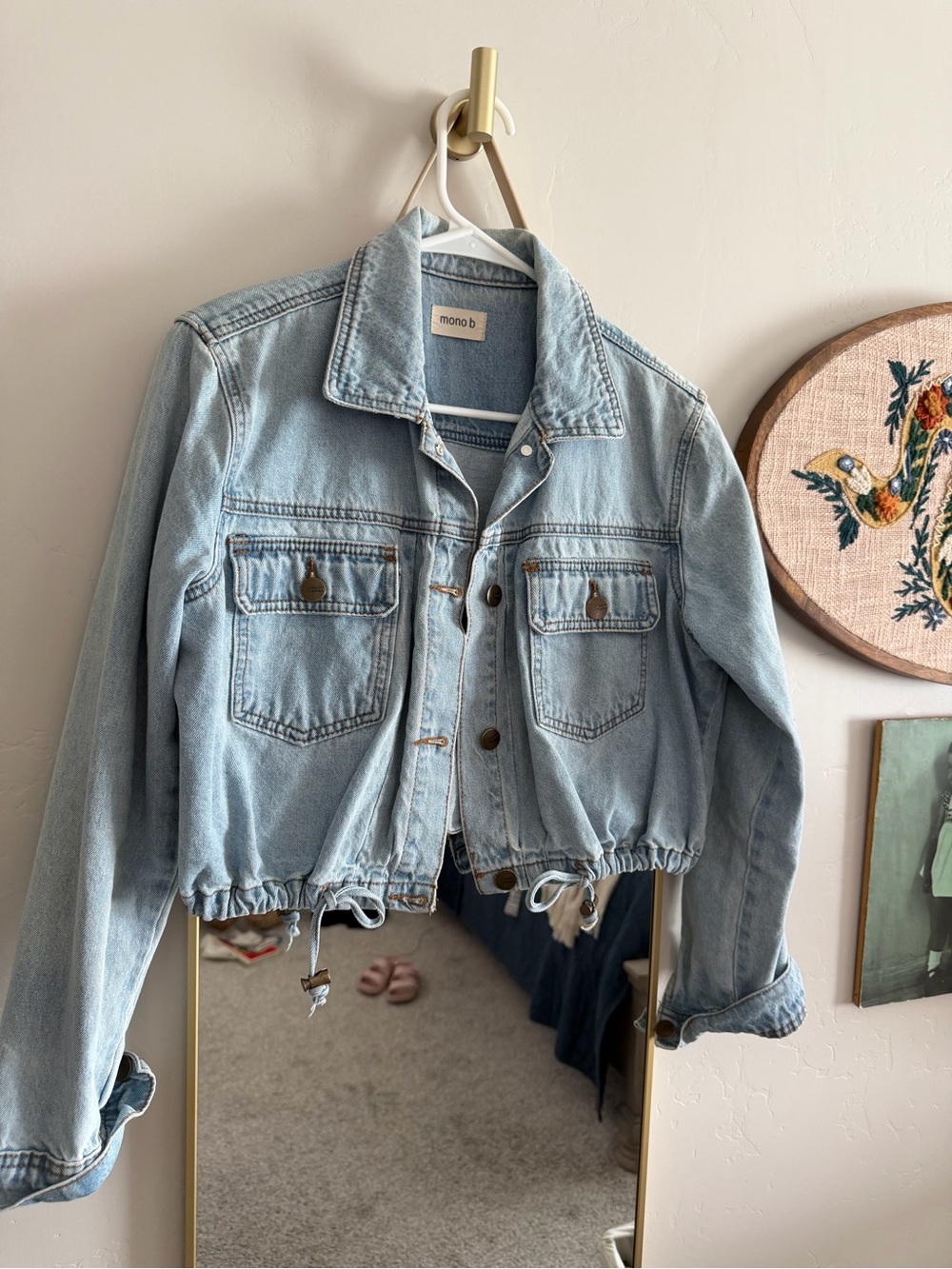 Mono B Light Blue Cropped Denim Jacket